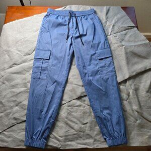 Manfinity Hypemode Drawstring Waist Cargo Men's Pants Blue - Size M